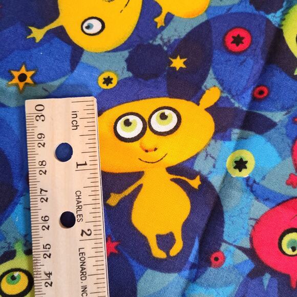 Cotton Fabric Colorful Aliens Stars Blue Space Print 18" x  44" Hancock Fabrics - Picture 5 of 14